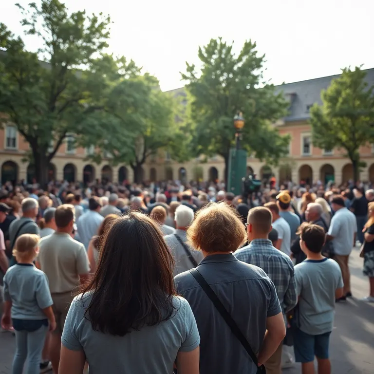 Gent escoltant música al mig de la plaça