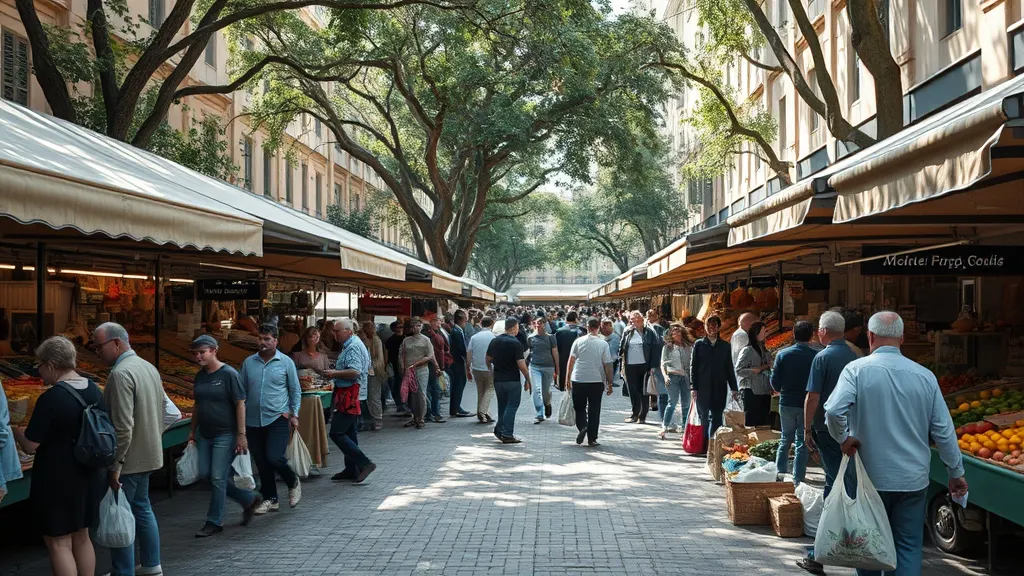 La plaça plena de gent a mig matí